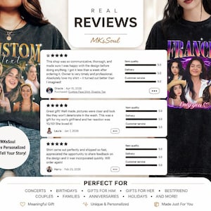 Puede incluir: Dos camisetas negras con dise&ntilde;os fotogr&aacute;ficos personalizados. Una camiseta presenta el texto "CUSTOM TEXT" con un collage de caras sonrientes. La otra camiseta muestra el nombre "FRANCES" con un collage de fotos y el texto "Only you".