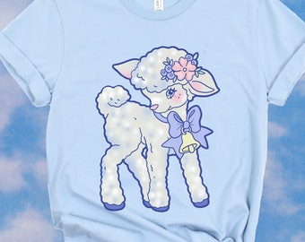 Kawaii Lamm Shirt, Baby Animal Schaf Shirt Schnitt Farm Shirt 4H Lamm Tee, pastell Goth Ästhetik Shirt, kitschiges Lamm, midcentury Artikel