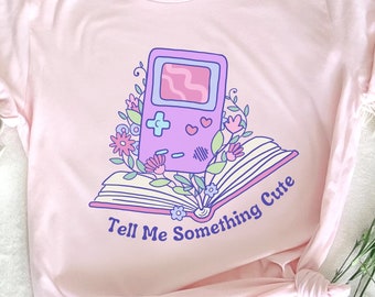 Kawaii Gamer Shirt, gemütliches Videospiel T-Shirt, Pastell Süßes Lese Shirt Geschenk für girly Gamer, Lese Geschenk Pastell Goth Shirt Cottagecore Buch T-Shirt