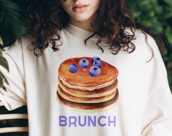 Pancake Brunch Shirt Brunch tshirt blueberry pancake tee comfort colors vintage style shirt Girls Brunch Breakfast Shirt Second breakfast