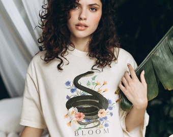 Snake Shirt goblincore serpent tshirt dessert aesthetic floral snake collage tee Victorian snake cottagecore nature vintage snake flower art