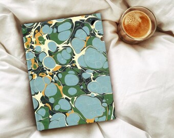 Marble Paper Journal Blank page journal Antique Art junk journal blue and green Dark Academia print Victorian writing notebook Aesthetic