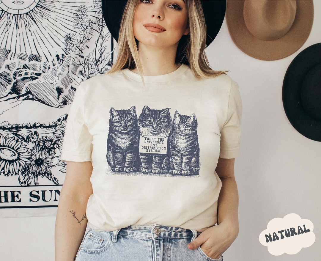 Vintage Cat Shirt, Cat Distribution System Tshirt Victorian Cat Tee ...