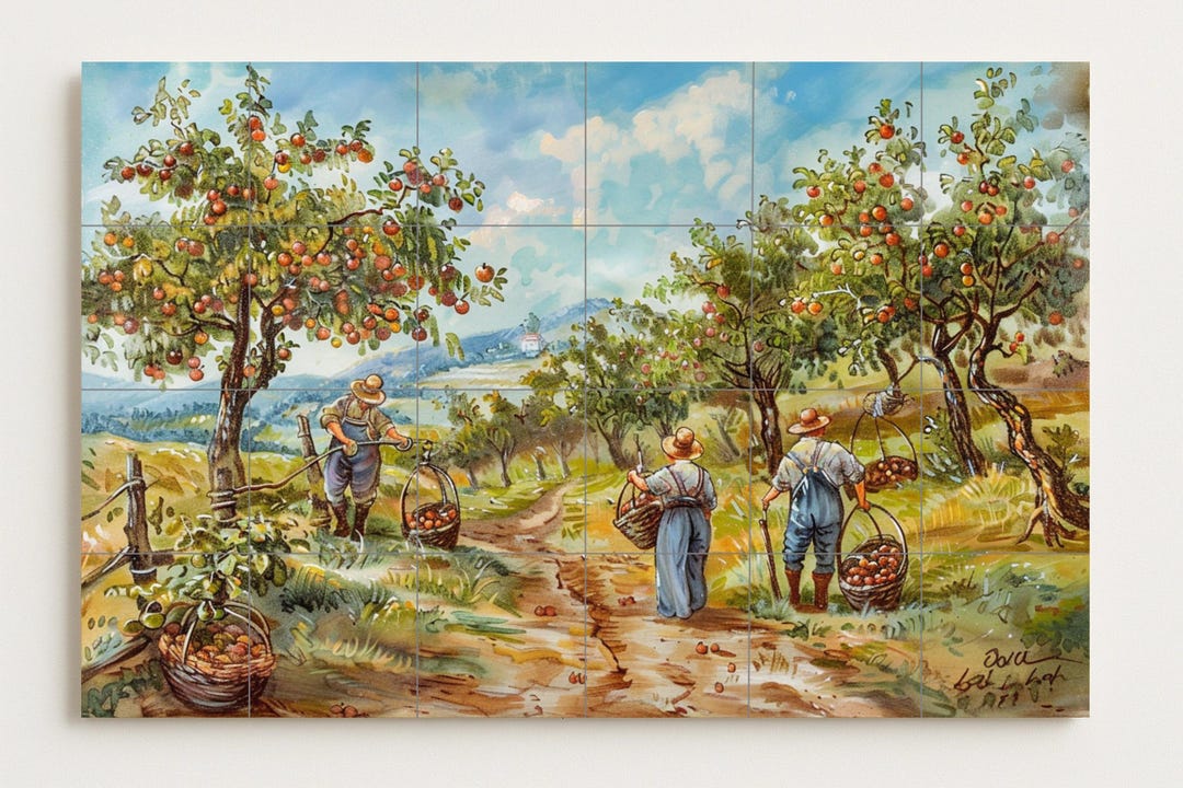 チロルの果樹園の壁画 • アルプスの収穫を描いたタイル壁画 • トレン