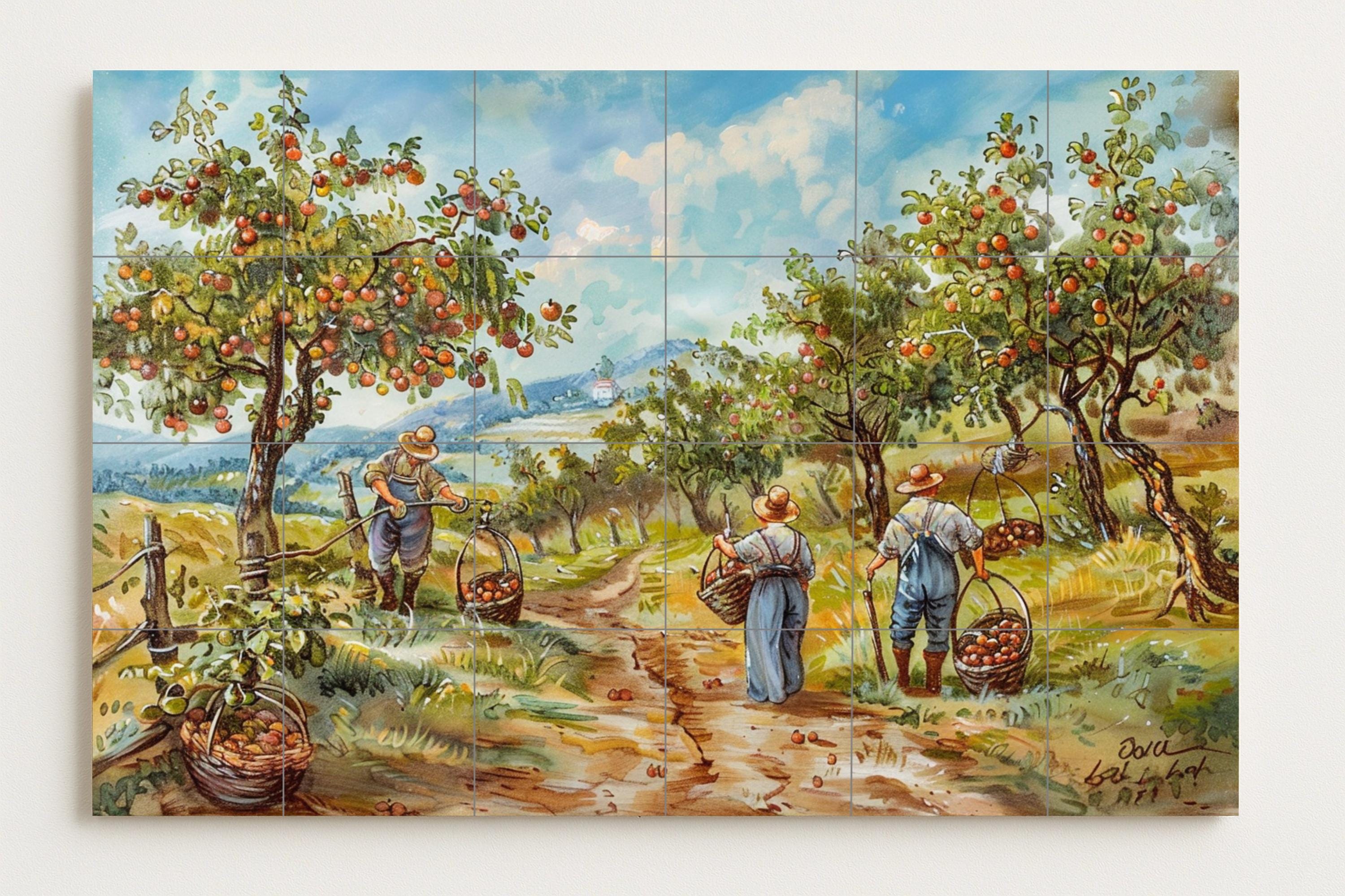 チロルの果樹園の壁画 • アルプスの収穫を描いたタイル壁画 • トレン