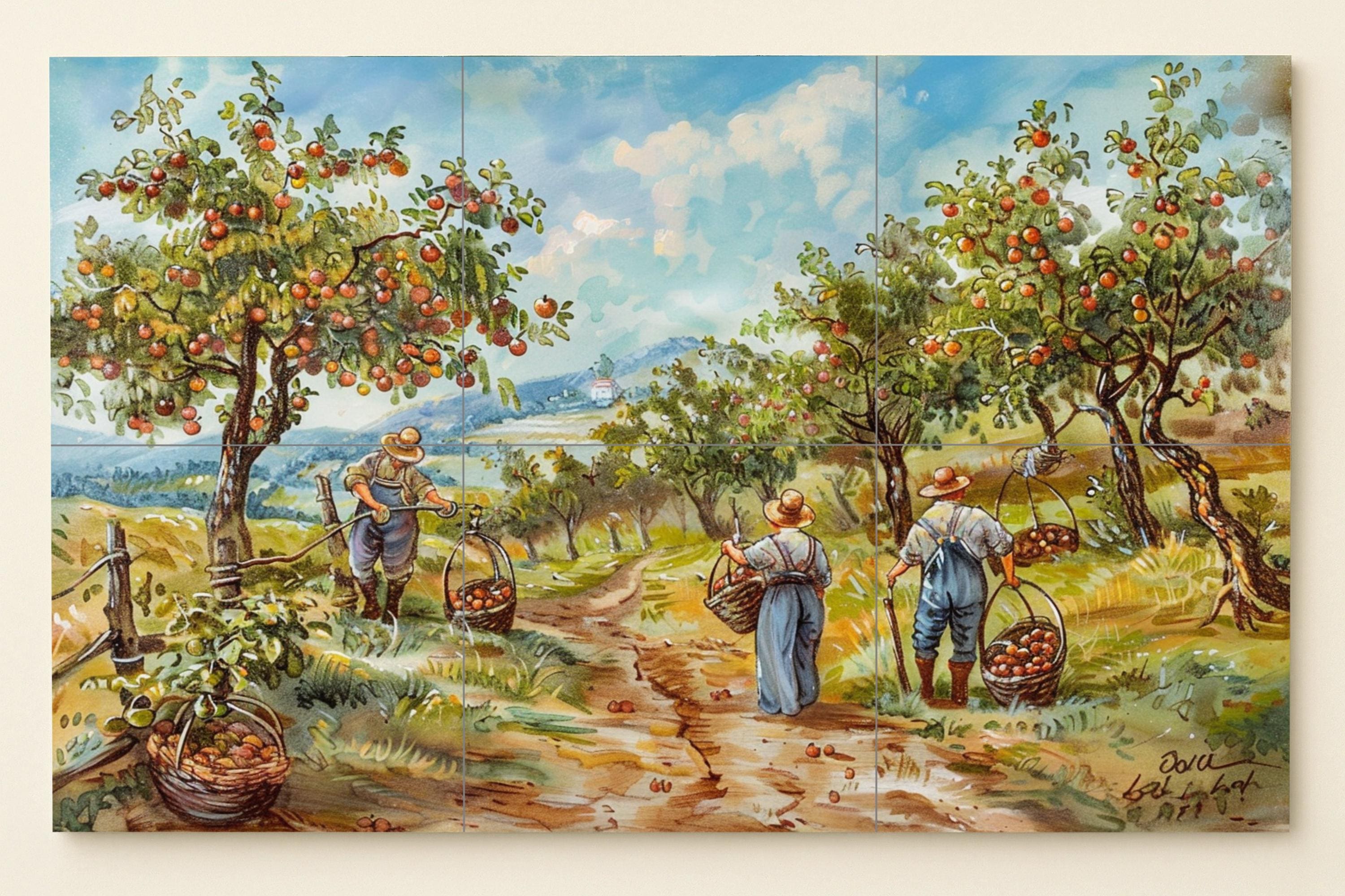 チロルの果樹園の壁画 • アルプスの収穫を描いたタイル壁画 • トレン