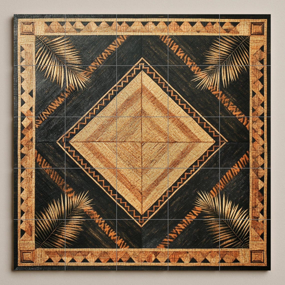 Filipino Banig Mat Ceramic Mural – Palm Leaf Diamond Design With Tribal ...