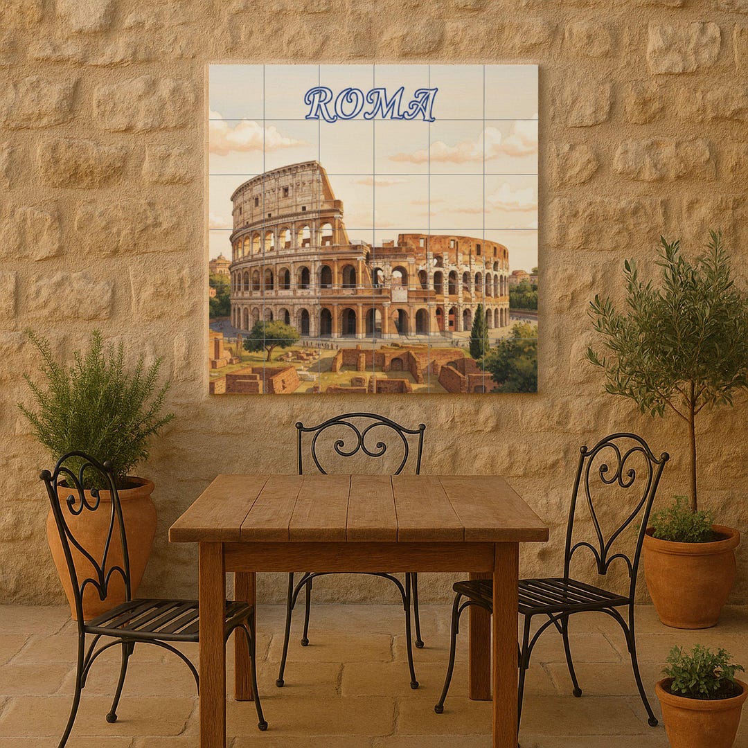 Rome Colosseum Ceramic Wall Mural – Roma Cityscape Tile Art for Kitchen ...