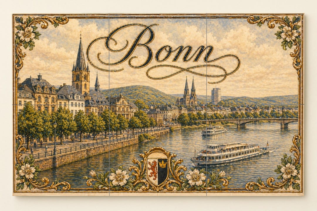 Bonn Germany Ceramic Tile Mural, Rhine River German Cityscape Wall Art ...