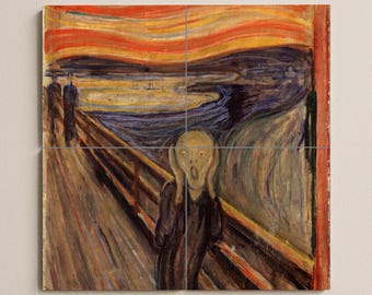 The Scream by Munch Tile Mural – Expressionist Ceramic Panel – Dramatic Art Wall Accent – Modern Angst Decor for Bold Interiors