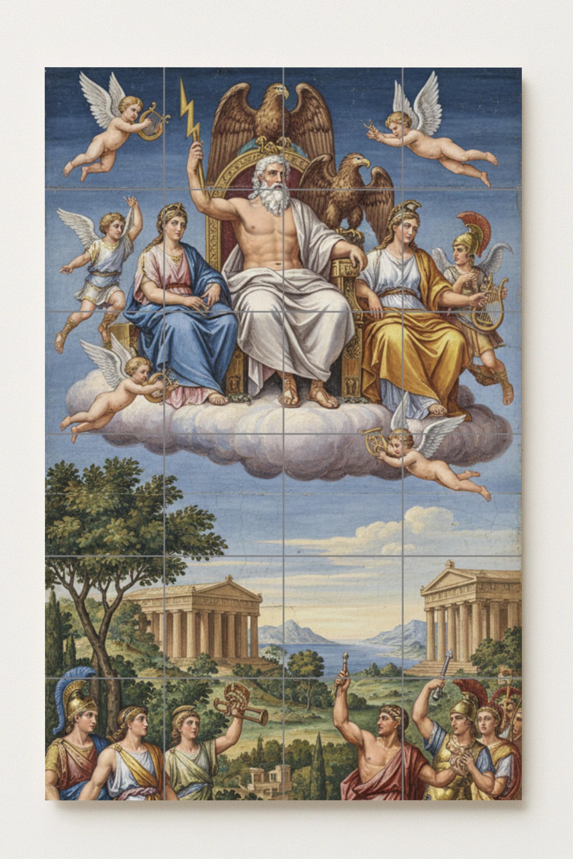 Throne of Olympus – Zeus and the Gods Greek Ceramic Mural With