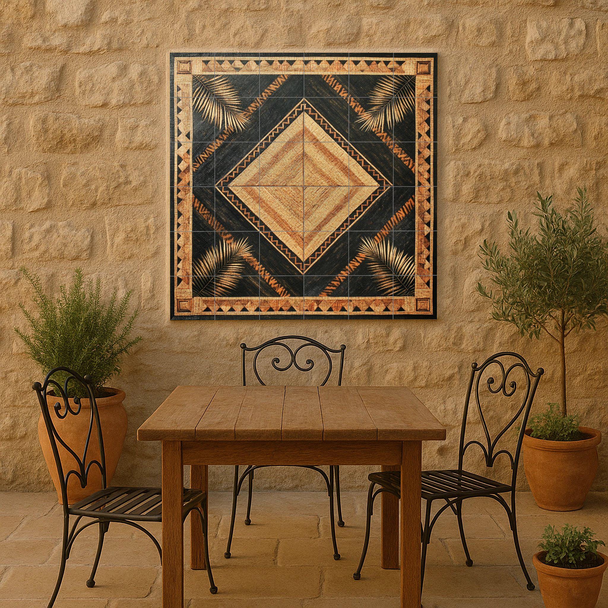 Filipino Banig Mat Ceramic Mural – Palm Leaf Diamond Design With Tribal ...
