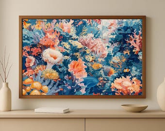 サンゴ礁の壁画 • 海のタイル壁画 • 熱帯の海洋装飾 • 水中自然パネル • 沿岸キッチンピース • 水中世界の陶器