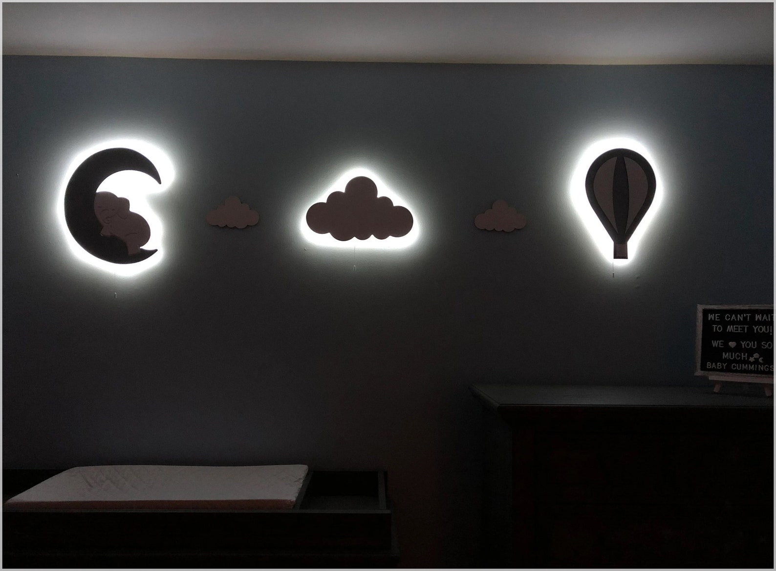 Baby Boy Nursery Set of 3 Baby Night Light Baby Room Light Etsy