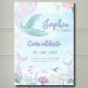 Little Mermaid editable birthday invitation | Mermaid tail