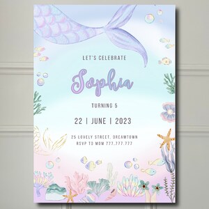 Little Mermaid Birthday Invitation Editable | Mermaid tail