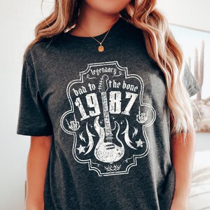 1987, Rock Music, Rock Band, Heavy Metal, 1987 Birthday, 80s Birthday, 80s, Vintage, Reunion, Guitar, Anniversary, Retro Style, Concert Tee