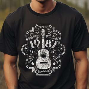 1987, 80s, Vintage, Country Music, Rock Band, 1987 Birthday, 80s Birthday, Original, Guitar, Anniversary, Reunion, Retro Style, Concert Tee