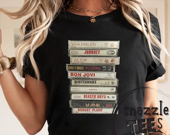 80s Rock Cassettes, Mix Tape, Vintage, Retro, Classic Rock, Old School, Party, Rock Band, Music Shirt, Music Gift, 80s, Fun Shirt, 80s Music
