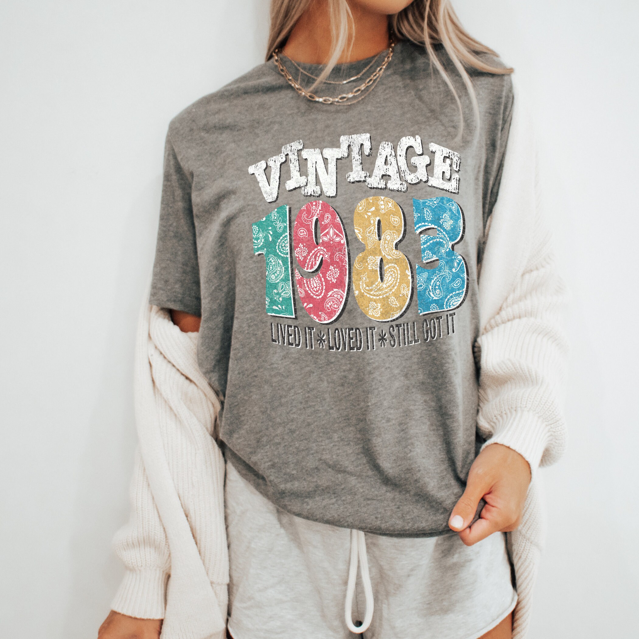 Vintage 1983, 80s Vibe, Bandana, 80s Rock, 1983 Birthday, Reunion Tee ...