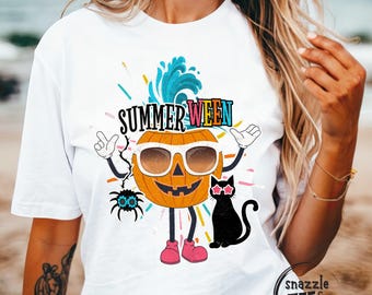 Summerween, Pumpkin Tee, Spooky Tee, Spooky Summer, Halloween Shirt, Fall Pumpkin Shirt, Goblincore, Funny Tee, Beach Tee, Fun Summer Shirt