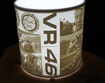 Lithophane Lampe inkl. hochwertiger Beleuchtung, Lithographie, Bild, Geschenk, 3D Druck, Hochzeit, Valentino Rossi, VR46