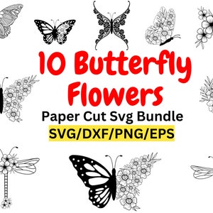 Schmetterling Blumen svg, Schmetterling Blumen svg Bundle, geschichtete Schmetterling Bundle Cricut SVG-Dateien, Schmetterlinge, Schmetterling svg für Cricut