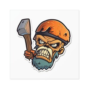Square Stickers, Indoor Outdoor , Construction Sticker, Gift for Him , Construction Worker.