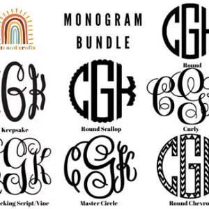 The Ultimate Monogram Bundle-Interlocking Script-7 Fonts & 15 Frames-Monogram SVG-Curly  Monograms w/ Floral Wreath Frames-Cricut-Silhouette