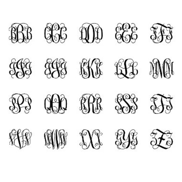 Vine/Interlocking Script Monogram Font | Vine Monogram Open Type Font | Monogram Font | Cricut | Silhouette | Cut Files | Instant Download!