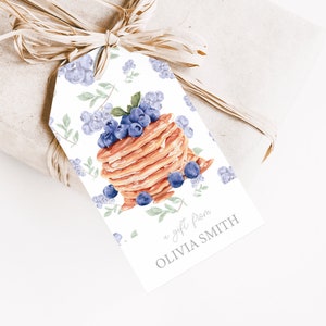 Etiquetas de recuerdo para panqueques de arándanos: Juego de 20 etiquetas personalizables hechas a mano para regalos de panadería casera.