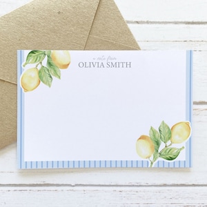 Tarjetas de notas planas de limones / Juego de 12 / Tarjetas personalizadas / Juego de papelería / Regalo personalizado / Favor de baby shower