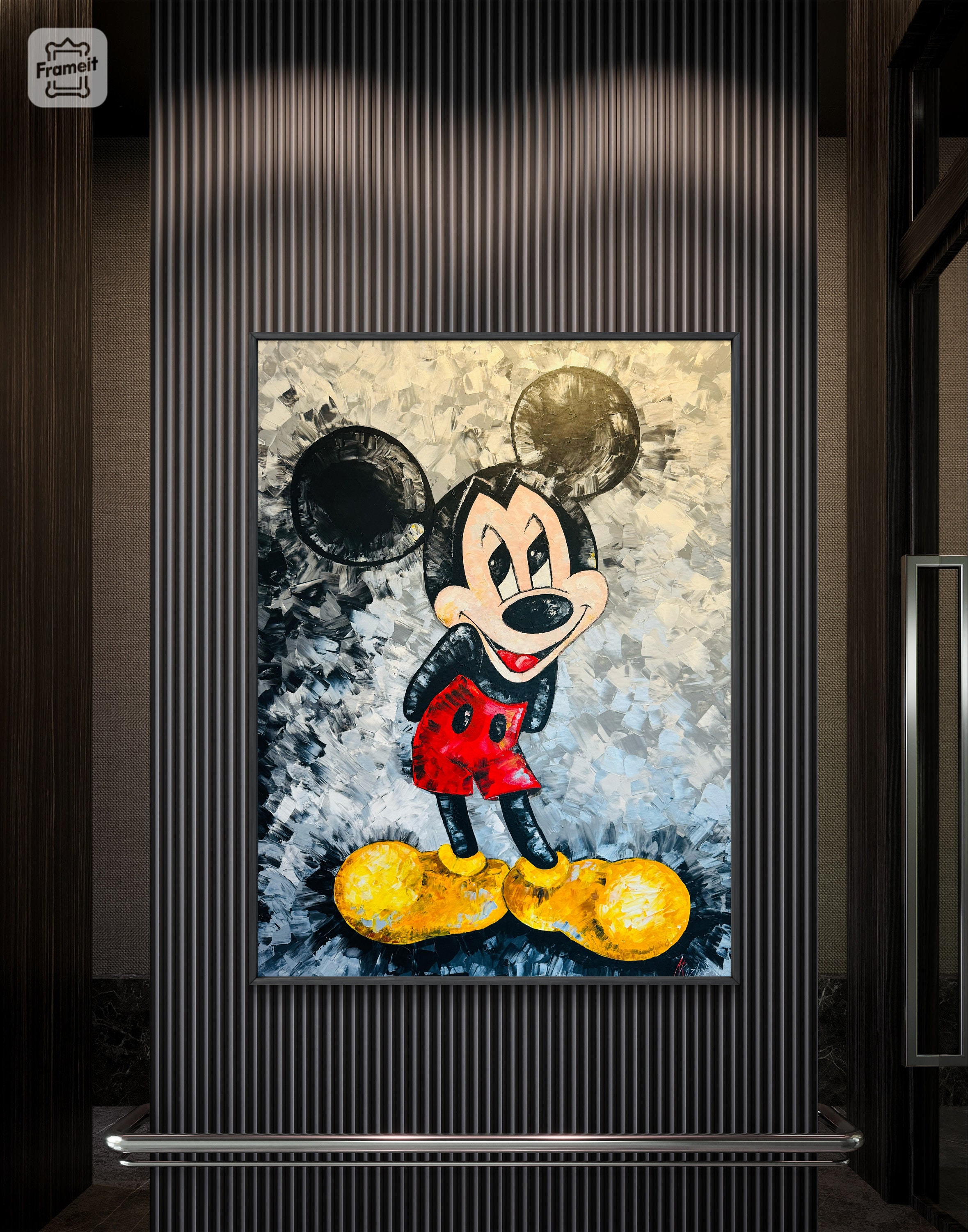 ミッキーマウスの絵画オリジナルアートワーク 48x36 ポップアート 大型 