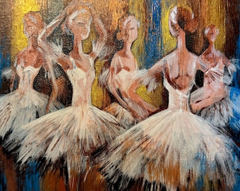 Ballerina Painting Original Artwork Painting with Ballerina Modern Contemporary Art Ballet Dancers Wall Art 10” by 10”
