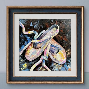 Ballet Original Oil Painting 10x10 Pointe Artwork Ballet Shoes Pointe Shoes Original Art Colorful Ballet Shoes Painting Wall Art