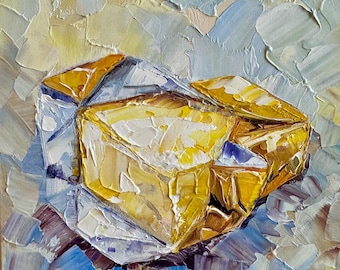 Irish Butter Original Oil Painting 8x8 Butter in Foil Impasto Artwork Breakfast Still Life Irish Butter on Table Modern Wall Art