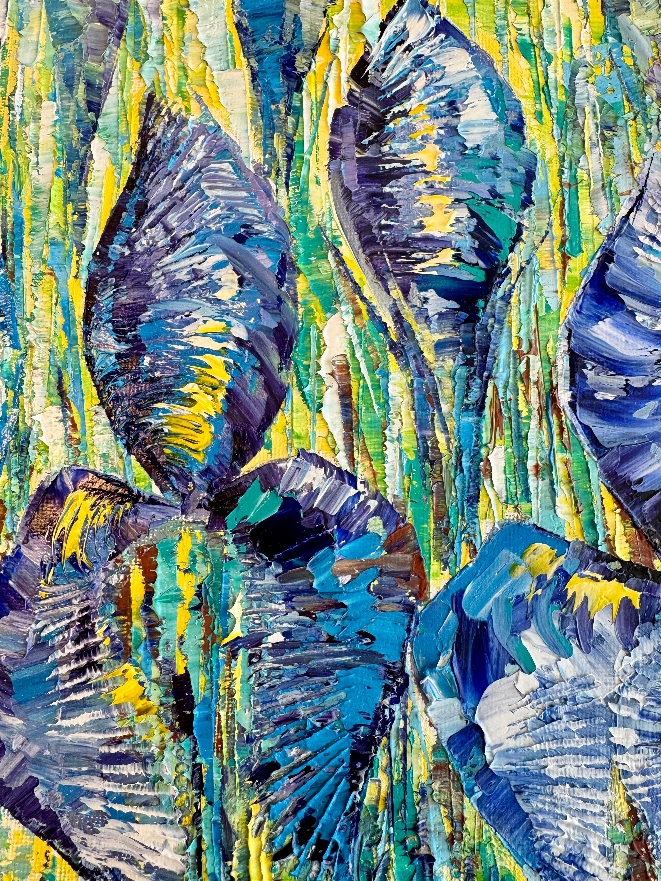 Iris Painting Original Impasto Oil Artwork 10”by 10” Blue Purple Irises ...