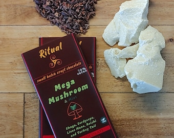 Mega Mushroom and Mint Chocolate Bar- Dark Chocolate with Concentrated Mushroom Powder. Vegan Chocolate. Mother's Day Gift, Anniversary Gift