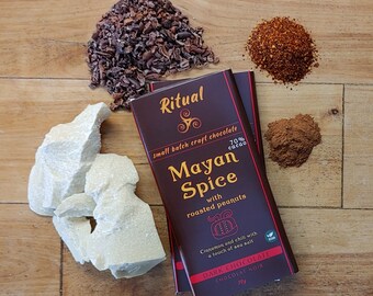 Mayan Spice Dark Chocolate Bar - Organic Spicy Vegan 70% Cocoa Dark Chocolate. Vegan Chocolate. Mother's Day Gift, Anniversary Gift.