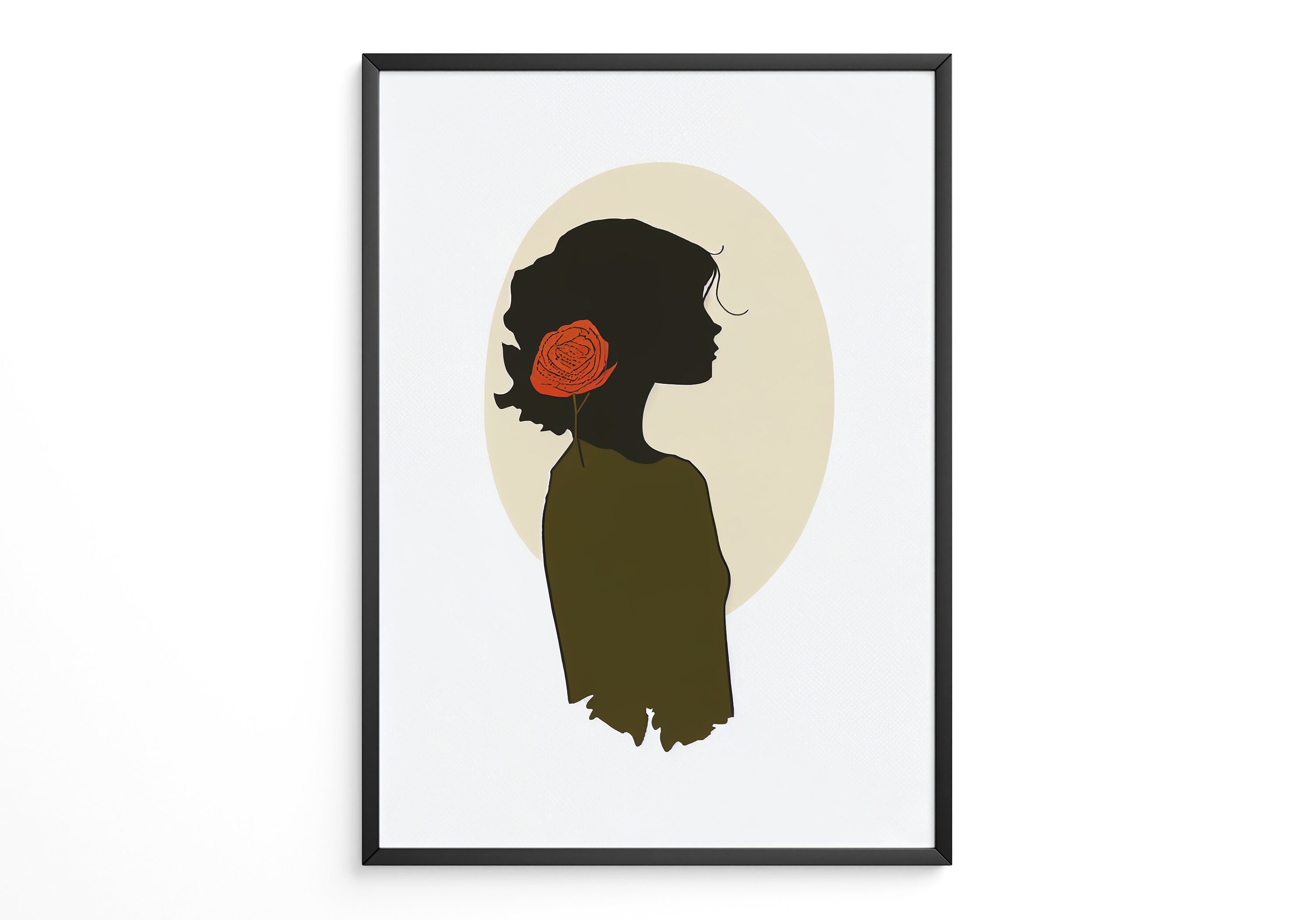 Woman Silhouette Rose Flower Printable Downloadable Art Etsy Australia