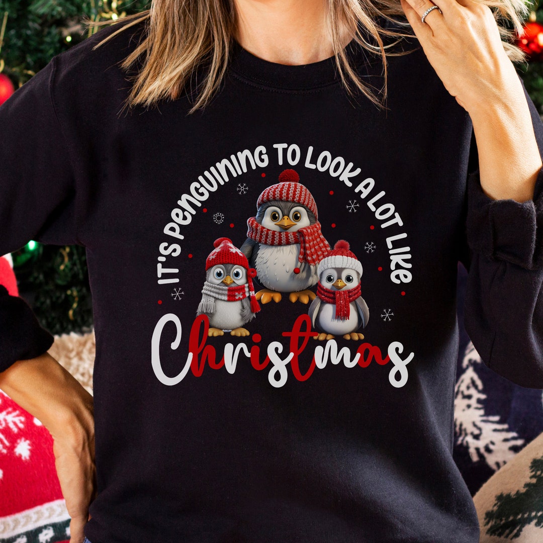 Penguin Christmas Sweater Christmas Lights Animal Shirt Zoo Etsy