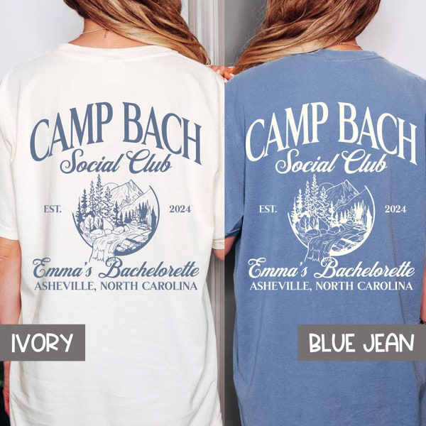 Custom Matching Camp Bach Social Club, Gifted Personal Bachelorette Party Shirt, Hiking Last Trail Comfort Colors Pocket Tee,  Bridal Name