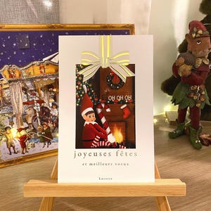 Carte de vœux, carte de noël dorée (lutin farceur et sucre d’orge)