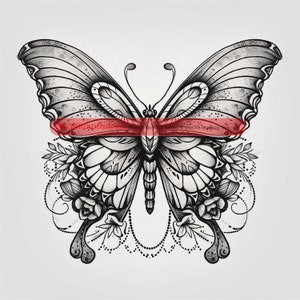 Butterfly Line Art Tattoo