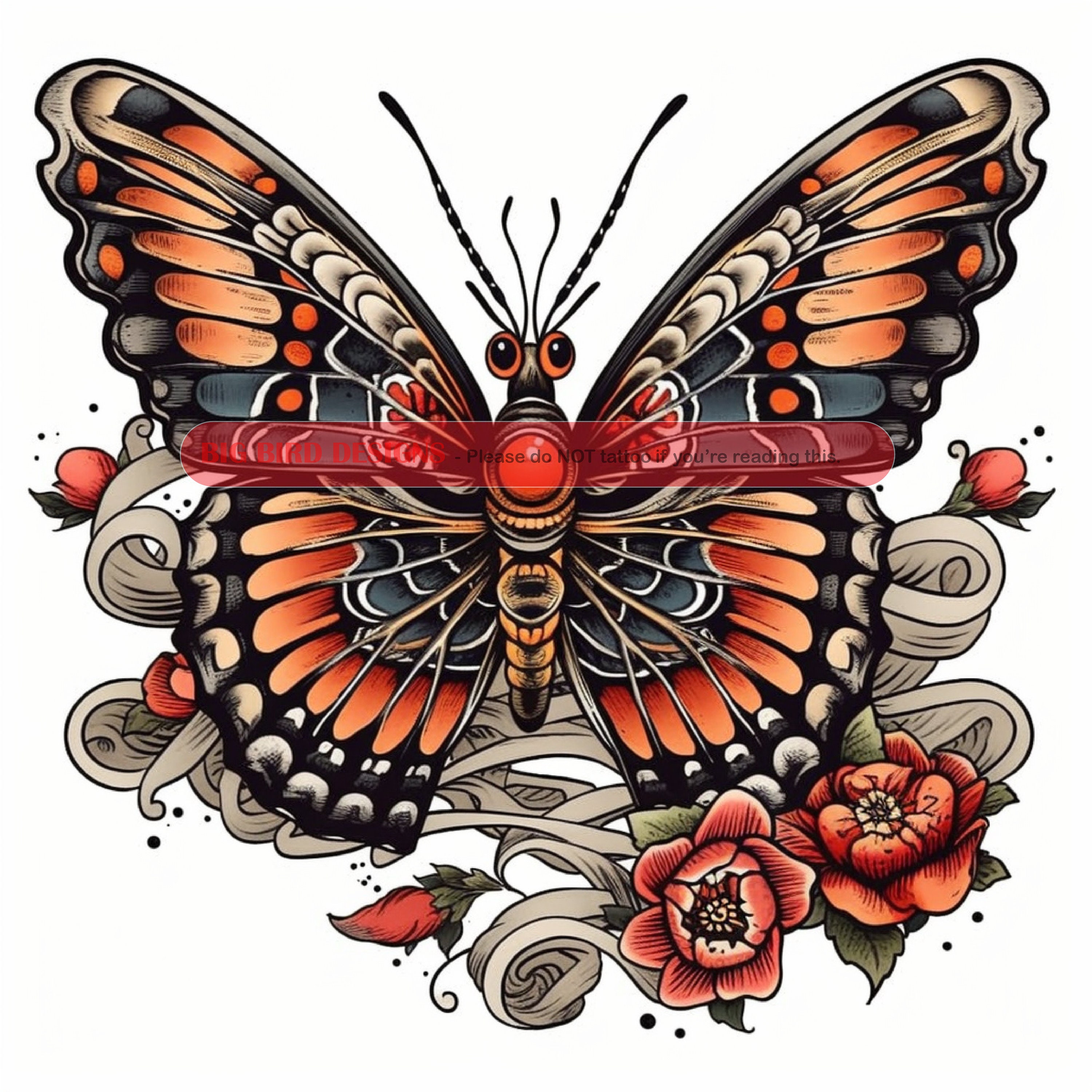 American Traditional Butterfly Tattoo