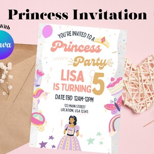 Bearbeitbare Prinzessin Geburtstagseinladung