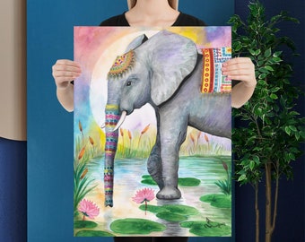 Kunstdruck Elefant, Aquarell Elefant Malerei, Luxus Elefant Kunst, Tier Illustration, Safari Tiere Kunst, Abstrakter Elefant