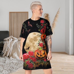 Halloween Pumpkin Printed T-shirt Dress, Orange Creepy Shirt Dress, Casual  AOP Beach Dress, Loungewear, Festival Dress, Halloween Gift - Etsy Canada