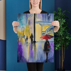 Poster matte paper, art print of night city in watercolor| High-quality art print | Wall art
