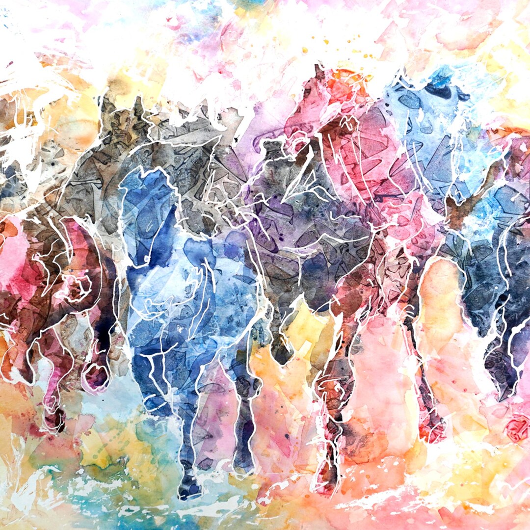 Handmade Watercolor | Original Painting | Galloping Horses as Life ...